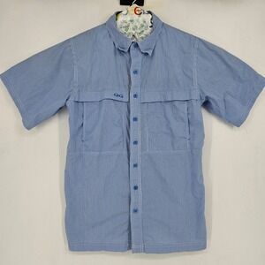 GameGuard Shirt Mens Small Blue Gingham Vented Fishing Short Sleeve Outdoor